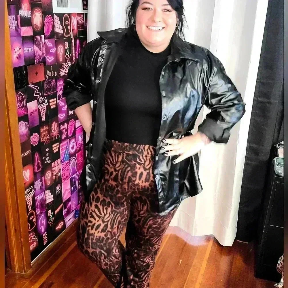 Plus Size Faux Leather Shacket